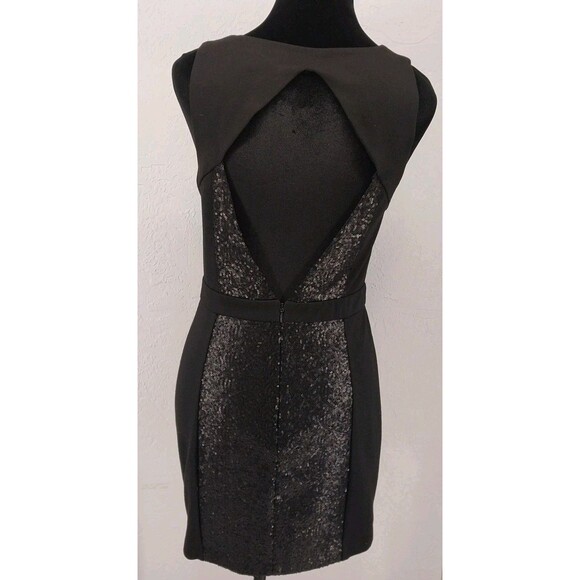 BCBGeneration Black Bodycon Sequin Open Back Mini Dress Formal Party Size 6 - Picture 5 of 10